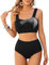 JASAMBAC Bikini Damen Set Push Up，Badeanzug Damen Bauchweg, Vbikini Oberteil Und High Waist Bikini-Unterteile Badebekleidung Weiche Bademode Elastische Schwimmanzug Gerippt Bescheiden Bademode