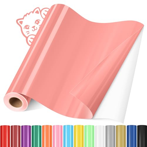 YAFLC Vinylfolie Plotter Koralle, Plotterfolie Vinyl Permanentes 30.5 x 366cm, Plotterfolie Selbstklebend für Dauerhaften Aufklebern, DIY-Tasse, Autoabziehbild