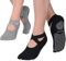 Roinaid Yoga Socken 2 Paar Pilates Socken, Yoga-Socken Für Damen, Yogasocken Anti Rutsch Socken Damen, Antirutsch Socken Damen Yoga Socken Rutschfest für Yoga, Barre, Pilates, Tanz(Schwarz, Grau)