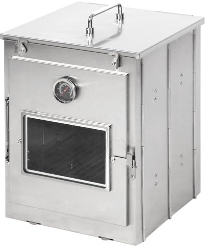 REDCAMP Horno de camping plegable con bolsa de almacenamiento, estufa de camping portátil de acero inoxidable para hornear rollos de canela, panes y magdalenas con fuego de leña, estufas de propano,