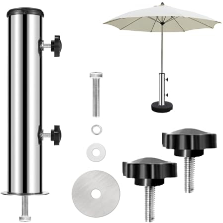 Forhome Tubo di supporto per ombrellone da giardino, universale, con 3 anelli di riduzione (48/38/32 mm), per ombrellone
