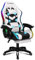ELFORDSON LED Gaming Chair with 8-Point Massage, Swivel Office Chairs with Head Pillow Lumbar Support, Ergonomic Desk Chair with Armrests Footrest, PU Leather, White and Black
