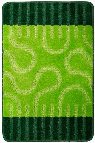 AKCILA Ronda Bad Teppich Grün| 50x80cm Badezimmerteppich | Badematte bunt | Bad Vorleger waschbar | Rechteckig Badewanne rutschfest | Badematten & Badteppiche | Bathroom Rug|Badezimmer Teppiche