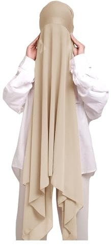 Lina & Lily Chiffon Instant Hijab mit Jersey Unterkappe, Damen Kopftuch Set mit Bindeband (Beige)