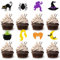 DazzJoy Tortendeko Hexe Geburtstag,24 Stück Halloween Deko Torte,Glitzer Halloween Tortendeko Katze,Hexe Muffins Deko,Halloween Party Deko Fledermaus,Spinne Halloween Cupcake Toppers Geburtstag Party