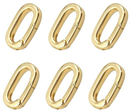 TOAOB 6pcs Oval Spring Clasp 14mm Necklace Clasps 18k Gold Plated Spring Rings Jewelry Extender Connector for Necklace Bracelet Pendant Jewelry Making DIY Keychain