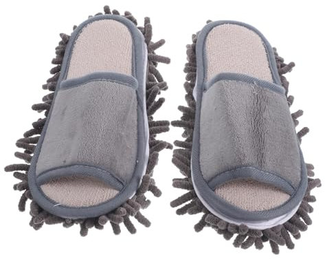 SAFIGLE 1 Par Zapatillas floor cleaner limpiasuelos pantufas homem zapatilla de trapeador zapatilla de tela pantuflas de microfibra pantuflas para quitar el polvo algodón Grey