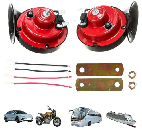 Motorrad Auto Hupe, Laut Horn Hupe 12V, Universal Lautes Horn Hupe, 2 Stück Motorrad Autohupe, 12V Autohupe, Schneckenhorn 12V, 110BD Train Horn For Cars, 12V Auto Horn, Lautsprecher Auto Zug Hupe 12V