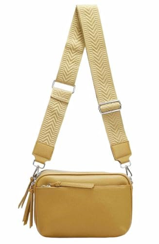 Damen Tasche Cross Over Body Bag Brusttasche Umhängetasche Schultertasche Brieftasche Smartphone Geldtasche Abend Handy Clutch Gelb