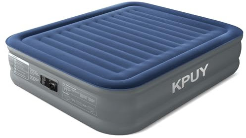 KPUY Materasso Gonfiabile Matrimoniale con Pompa Elettrica Integrata, Letto Matrimoniale Gonfiabile in 3 Minuti, Auto-Gonfiaggio/Sgonfiaggio, Superficie in Velluto per Casa, 203x152x46cm,Grigio