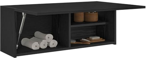Gecheer Bad-Wandschrank Hängeschrank Badschrank Küchenschrank Medizinschrank Badmöbel Schwarz 80x25x30 cm Holzwerkstoff