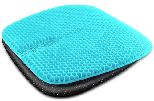 Mycketop Gel Seat Cushion, Thick, Large, Breathable for Long Sitting Comfort, Pressure Relief for Back, Hip, Sciatica, Non-Slip, Washable Cover, Ideal for Office Chair, Car, Wheelchair, Home, Gaming