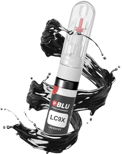 BLU Lackstift Auto kompatibel für VW LC9X SCHWARZ DEEPBLACK | Auto Lack Reparatur 2in1 Ausbesserungslack Pinsel + Nadel