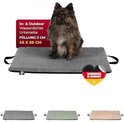 HS-Hundebett® Hundematte In- und Outdoor (45x65 cm) – Bequemes Reisebett – Wasserfeste Unterseite – Waschbar & robust – Anthrazit, Made in Germany