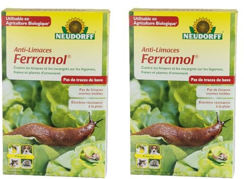 Antibabosas Ferramol - Protección contra caracoles en jardín y huerto. Adecuado para la agricultura ecológica y segura para mascotas - 2 x 1 kg