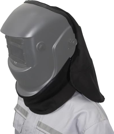 2-teiliges Schweißhelm FR Baumwolle vorne Lätzchen & hinten verlängerte Haube Set mit Einpressdichtung, vollständiger Schutz, passend für die meisten Schweißhelme, kompatibel mit Lincoln Schweißhelm