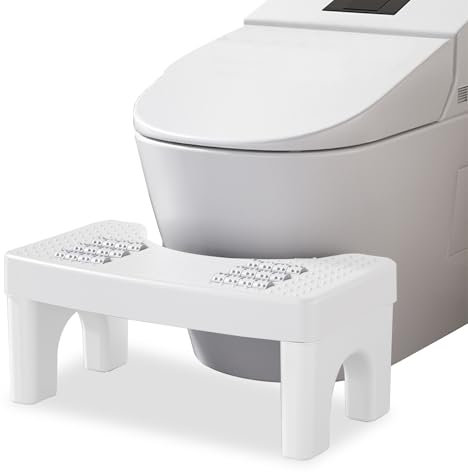 Toilettenhocker Erwachsene, Klohocker Kackhocker, Hocker Toilette, Plastik Massage Variante, Bekämpft Hämorrhoiden, Verstopfung, Blähungen, Reizdarmsyndrom Weiß, 40 x 21 x 17 cm