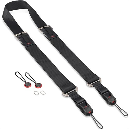 Sunya Kameragurt mit Schnellverschluss. Hergestellt aus fortschrittlichem Nylon, einhändige Einstellung, kompatibel mit allen Kameras, max. Belastung 90 kg (Schwarz)