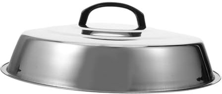 Toyvian BBQ Deckel Grillzubehör aus schwarzem Stein Steak-Zubehör kleine Grillabdeckung Steakteller zum Essen Grillabdeckung für Außengrill Grillpresse Käsekuppel Rostfreier Silber