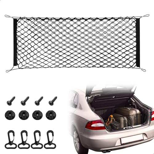 Gepäcknetz Auto Wohnmobil Kofferraum Netz,110x40cm Doppelschichtige Elastische Kofferraumnetz zur Fixierung und Lagerung von Gegenständen für Meisten Fahrzeuge