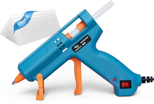 Tilswall Hot Glue Gun kit, W101 50W Mini Glue Guns with 10pcs Glue Sticks | Glue Gun with Fast Preheating, Glue Sticks (7×130mm) for Crafting, DIY, Art, Sealing, Repairs, Cards, and Glass Blue