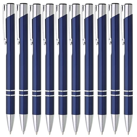 Lemina® Metall Kugelschreiber 10er Set Hochwertige Blaue Tinte Premium Kullis für Büro Schule und Haushalt (Navy Blau)