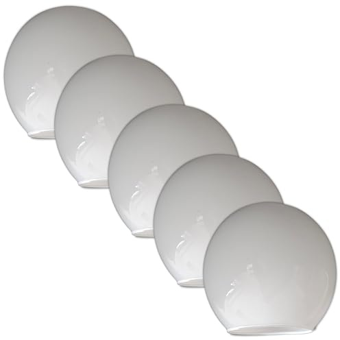 5er-Set Ersatzglas Lampenschirm Kugel Weiß – Opalglas Lampenglas rund für E14 Fassungen, Kugelförmiger Glas Ersatzschirm für Wandlampe, Deckenleuchte & Tischlampe – Lampenschirm Glas Weiß