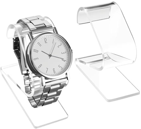 Lot de 2 supports de montre transparents - Support de montre - Support de montre fixe - Support de montre unique en acrylique - Support de montre pour homme et femme