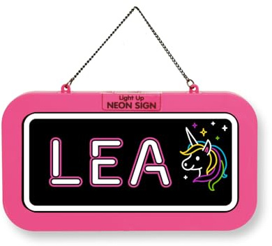 LED Leuchtschild Neonschild mit Namen, Leuchtende Wanddekoration mit Batterie, 18,7x10,3x1,6cm - Lea