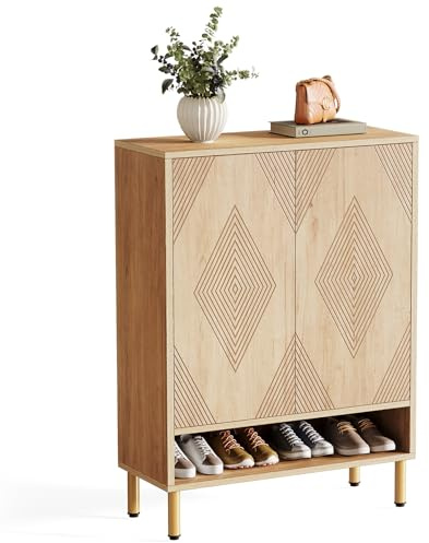 LITTLE TREE 6-stöckiger Schuhschrank mit Türen für 24 Paar Schuhe, Schuhschrank aus Holz mit verstellbaren Einlegeböden, moderner Schuhaufbewahrungsorganizer für Flur, Kleiderschrank, Schlafzimmer, Wo