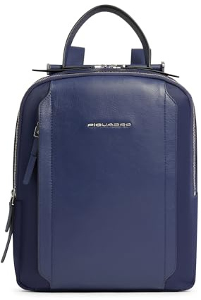 Piquadro Damen-Rucksack mit iPad-Fach Frau Leder und Stoff blau