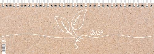 rido/idé 7036801017 Querterminbuch 2027 Nature 297×105 mm, Karton: 2 Seiten = 1 Woche, Stundeneinteilung von 8-19 Uhr