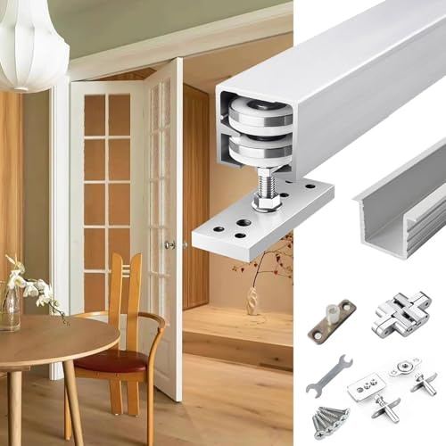 Bifold Schiebetür-Hardware-Schienen-Kit – Deckenmontage, Box-Schienen-Set für Wohnzimmer und Küche, Taschentürführungssystem