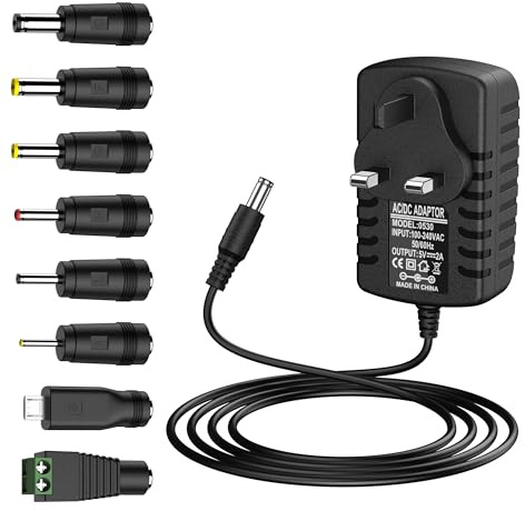 5V 2A DC Power Supply UK Plug AC Adapter, Converter Driver 100-240V Supply to DC 5V, AC to DC Converter Adapter Transformer for CCTV Camera, USB 3.0 HUB, LED Lights