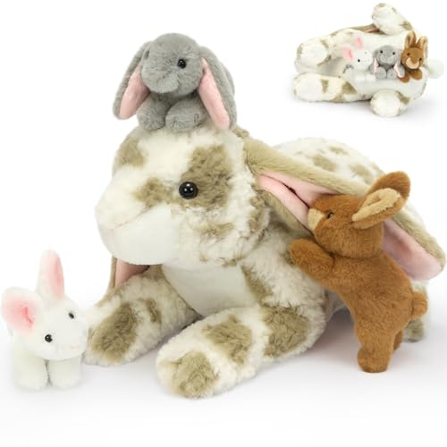 MaoGoLan groß hase Kuscheltier XXL mit Baby im Bauch, 45cm weich riesen Hasen Kaninchen Stofftier Plüschtier Spielzeug, Osterhase Geburtstag Weihnachten Geschenk für Kinder Baby