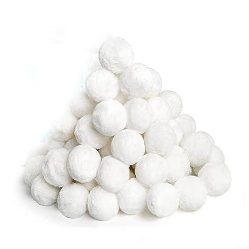 KiraKira Fiber Pool Filter Balls 5cm Fast Filtration Media Compatible with Sand Cartridge DE Filters Low Water Consumption White (1000g)