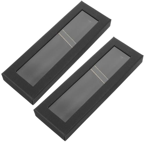 OKUMEYR 2 Stück Schwarze Stiftverpackung aus Papier und Seidenstoff Vielseitige und Praktische Geschenkbox für Stifte und Bleistifte zum Verpacken und Verschenken