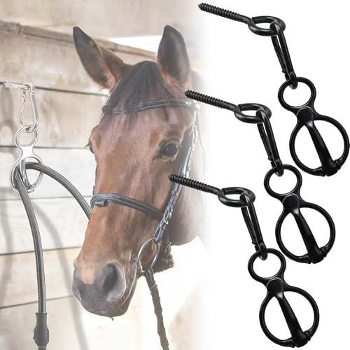 QSLKI 3PCS Pferde Blocker, Pferde Krawattenring, Pferde Bindering, Krawattenring für Pferde, Safe Tie Horse Supplies, Humane Way Tie Ring, Pferde Tack und Zubehör, Pferde Rakeling Ausrüstung