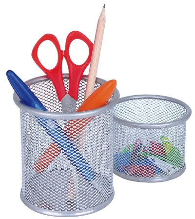 Wedo 65454 Stifteköcher Office (Drahtmetall) 2 Stück, silber