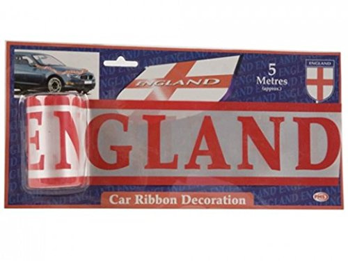 PMS 5MTR 3 UNBREAKABLE WHITE CAR RIBBON W/ENGLAND FLAG DESI