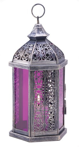 Gifts & Decor Antik Zinn-Finish Enchanted Amethyst Kerze Laterne
