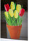 Fensteraufkleber Tulpen im Blumentopf – Fenster-Sticker mit statischer Haftung als Fenster-Deko oder Gartenschmuck am Gewächshaus –Glasaufkleber