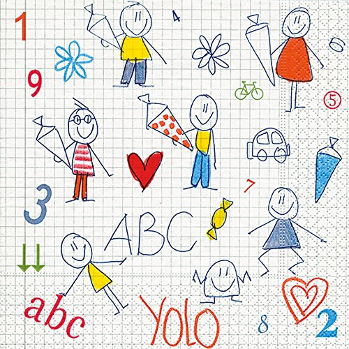 20 Servietten Lets Start School Die Schule beginnt/Schulanfang/Einschulung 33x33cm