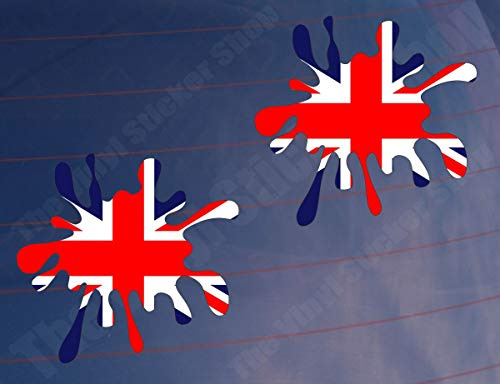 4x Car Stickers SPLAT UNION JACK FLAG Colour Funny Van Window Laptop Mirror Bumper Printed Decals