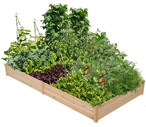 Yaheetech 8×4ft Wooden Horticulture Raised Garden Bed Divisible Elevated Planting Planter Box for Flowers/Vegetables/Herbs in Backyard/Patio Outdoor, Natural Wood, 93 x 48 x 10in