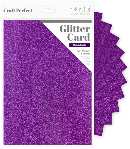 Tonic Studios A4 Craft Perfect Glitter Card, Cardstock, Nebula Purple, 30 x 21.5 x 0.5 cm