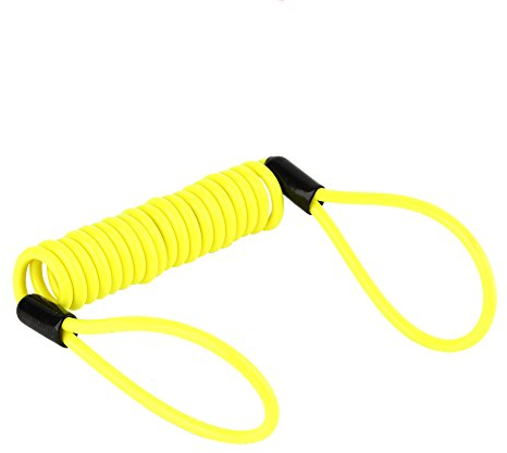 Keenso 1.2m Motorcycle Reminder Cable, Disc Lock Cable, Alarm Lock Security Spring Reminder Cable for Scooter Motorcycle Bike Brake Disc, Lock Reminder Cable, Antitheft on Handlebar, Yellow