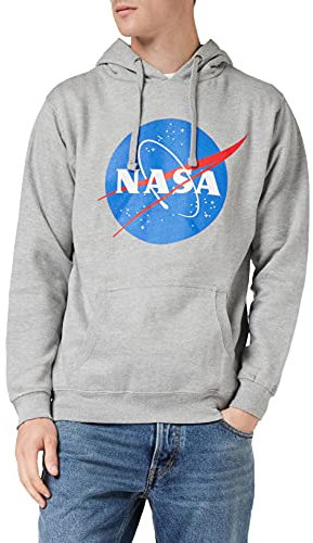 Nasa Herren Circle Logo Kapuzenpullover, Grau (Grey Marl Spo), S EU