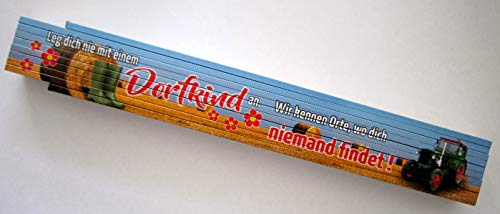 Zollstock/Meterstab 2m - Leg dich nie mit einem Dorfkind an vintage Spruch lustig