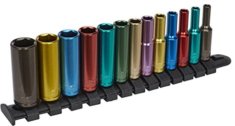 Sealey AK2872D 13pc 1/4Sq Drive Deep Multi-Coloured Socket Set